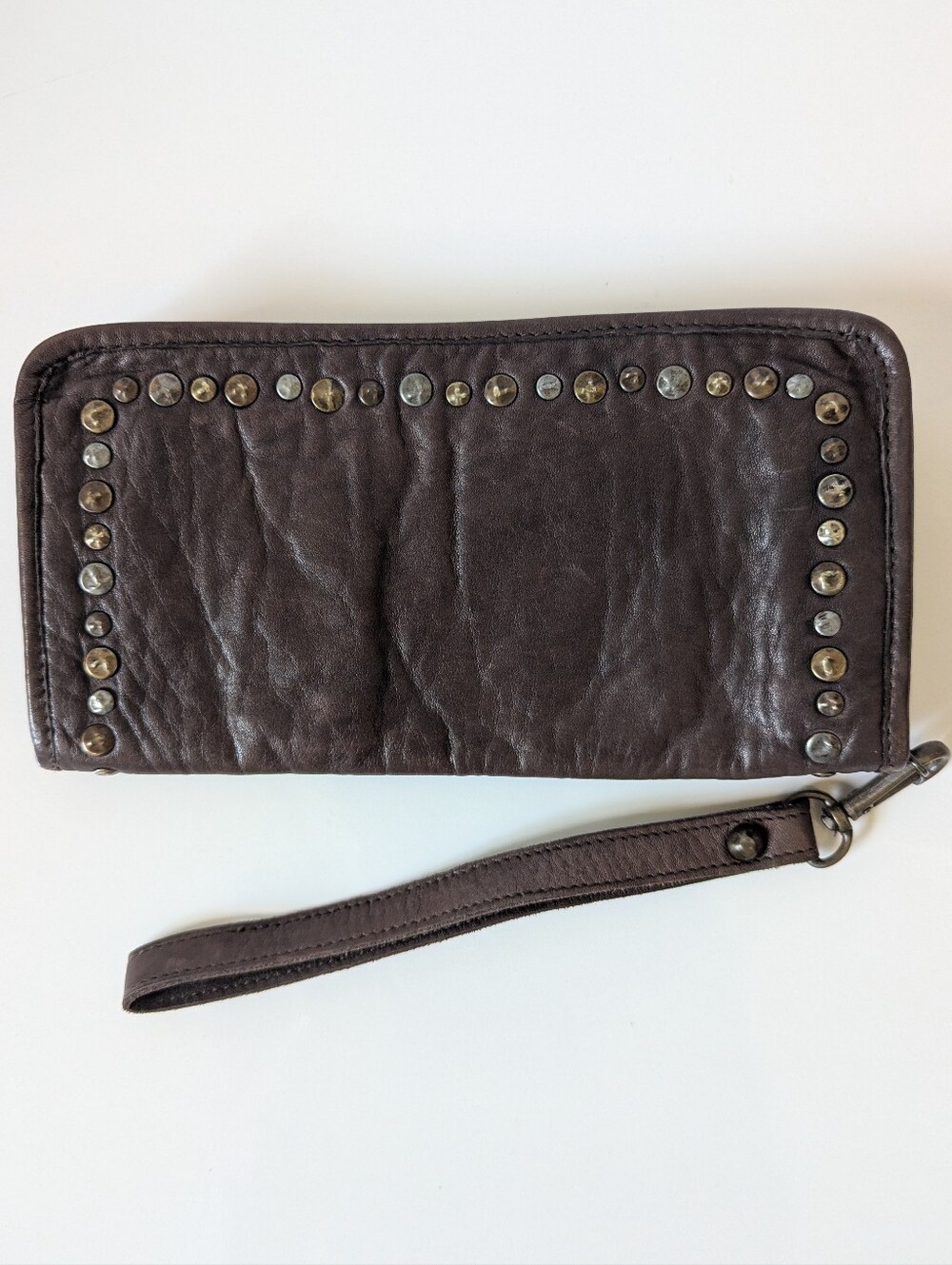 Viola Castellani Studded Italian Leather Wristlet / Clutch